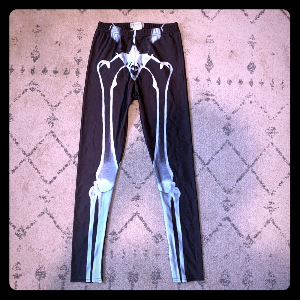 Black X-ray Bone leggings